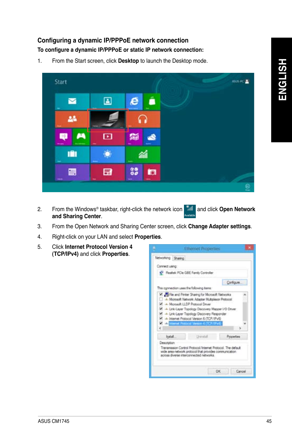 En gl is h en gl is h | Asus CM1745 User Manual | Page 45 / 70