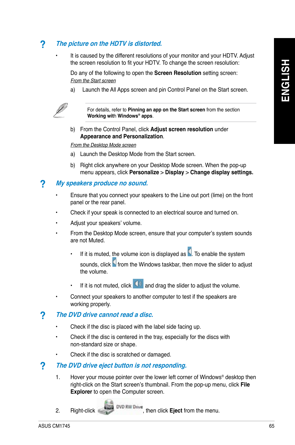 En gl is h en gl is h | Asus CM1745 User Manual | Page 65 / 70