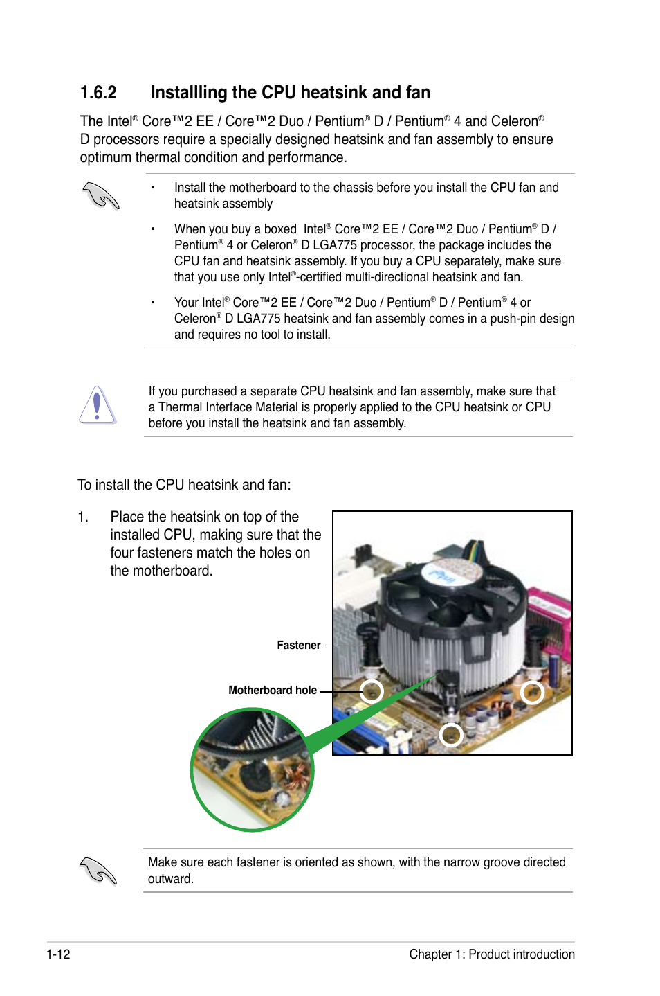 2 installling the cpu heatsink and fan | Asus P5GC-VM Pro User Manual | Page 24 / 94