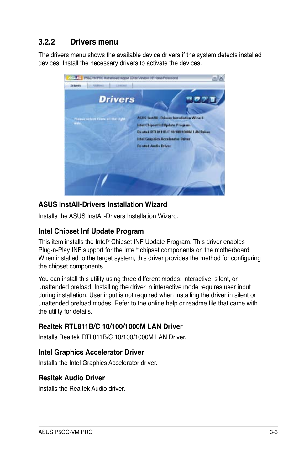 2 drivers menu | Asus P5GC-VM Pro User Manual | Page 87 / 94