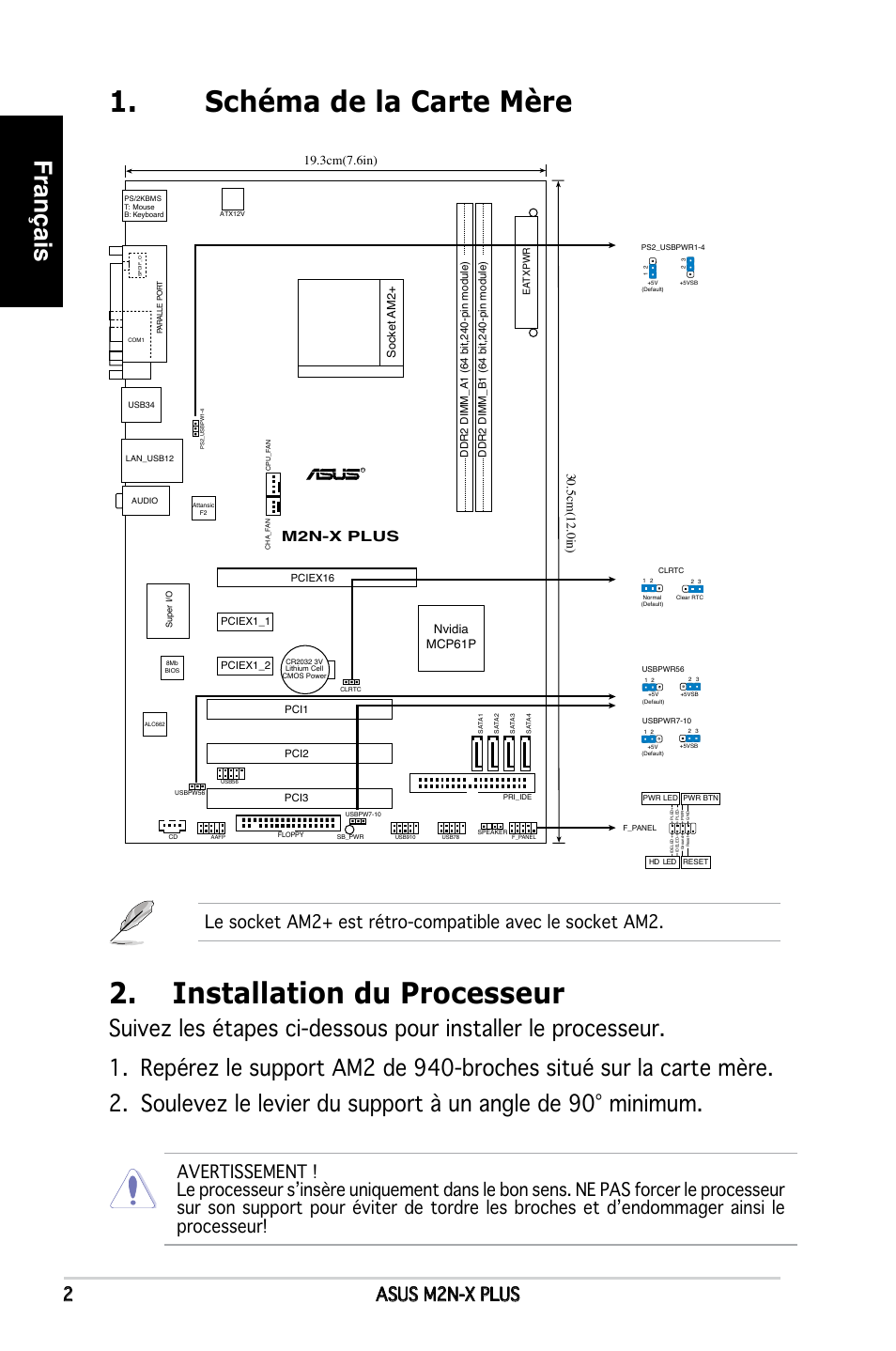 Français, Asus mn-x plus, M2n-x plus | Nvidia mcp61p | Asus M2N-X PLUS User Manual | Page 2 / 38