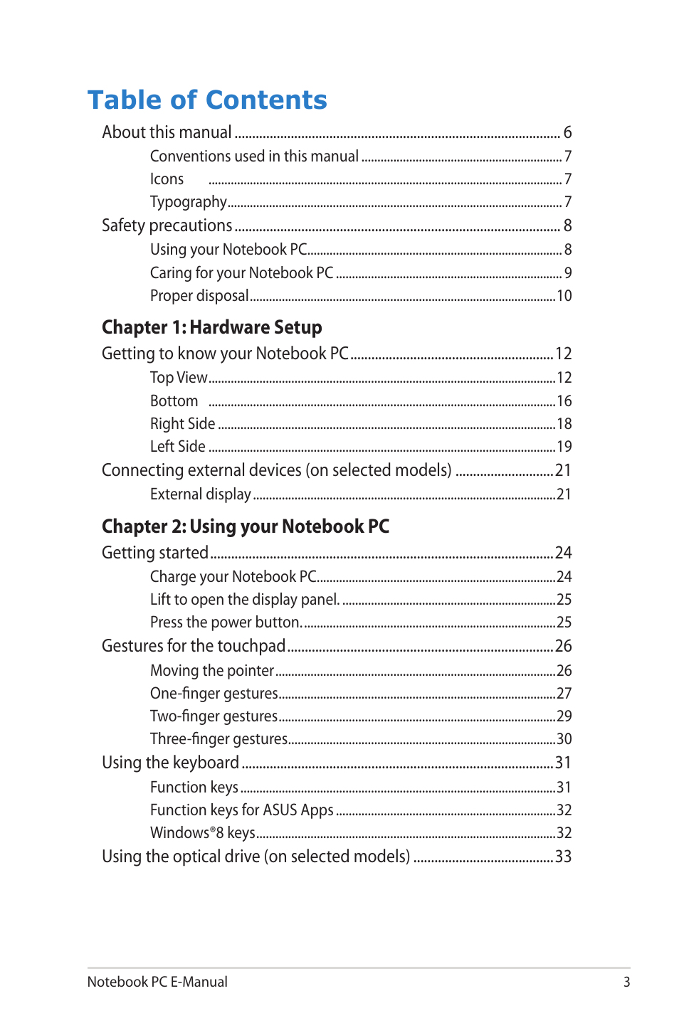 Asus UX52VS User Manual | Page 3 / 104