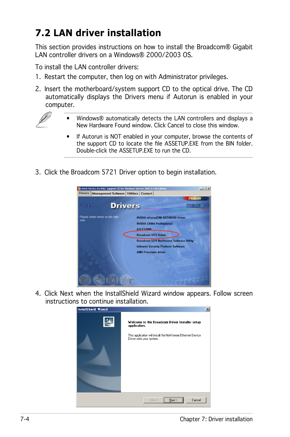 2 lan driver installation | Asus RS161-E4/PA2 User Manual | Page 122 / 126