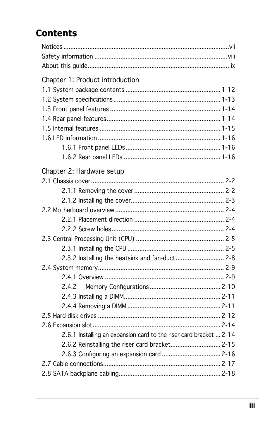 Asus RS161-E4/PA2 User Manual | Page 3 / 126