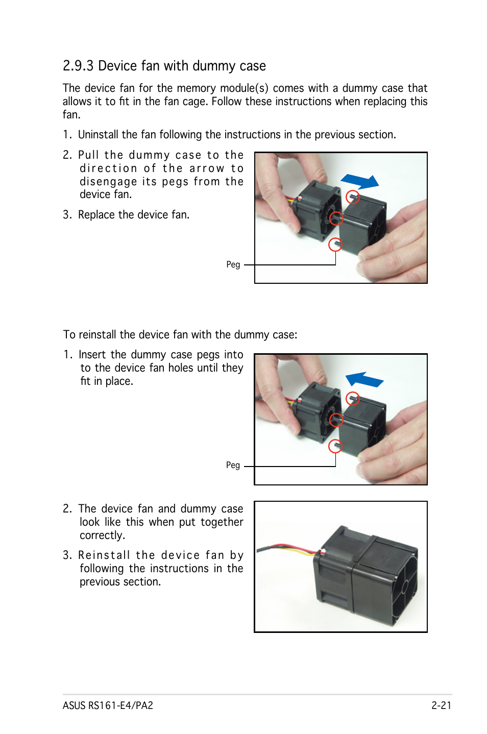 3 device fan with dummy case | Asus RS161-E4/PA2 User Manual | Page 37 / 126