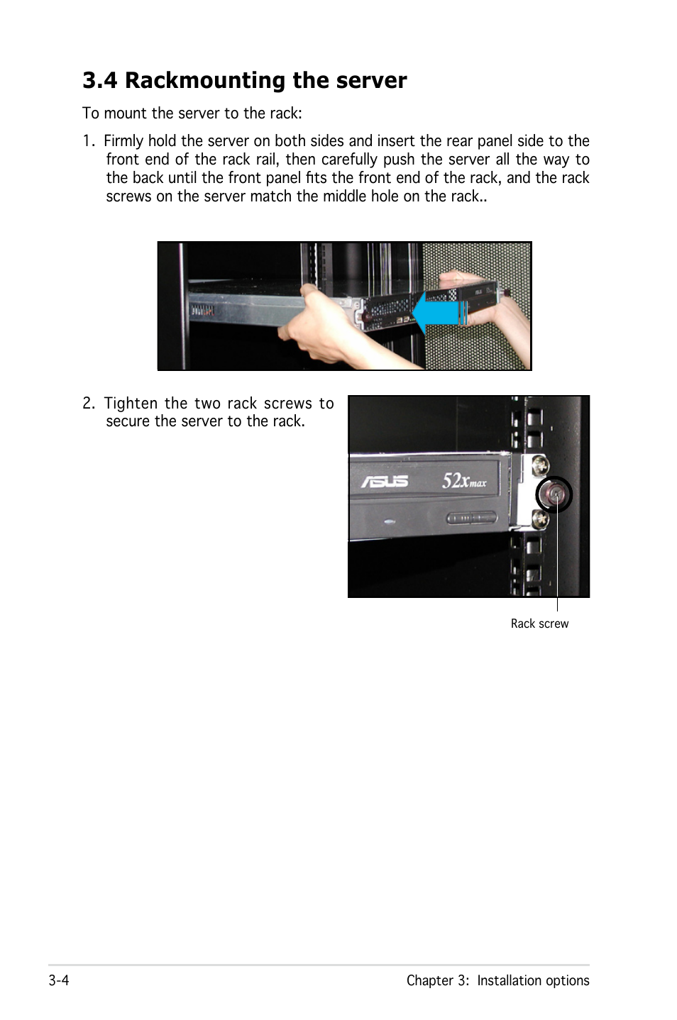4 rackmounting the server | Asus RS161-E4/PA2 User Manual | Page 46 / 126
