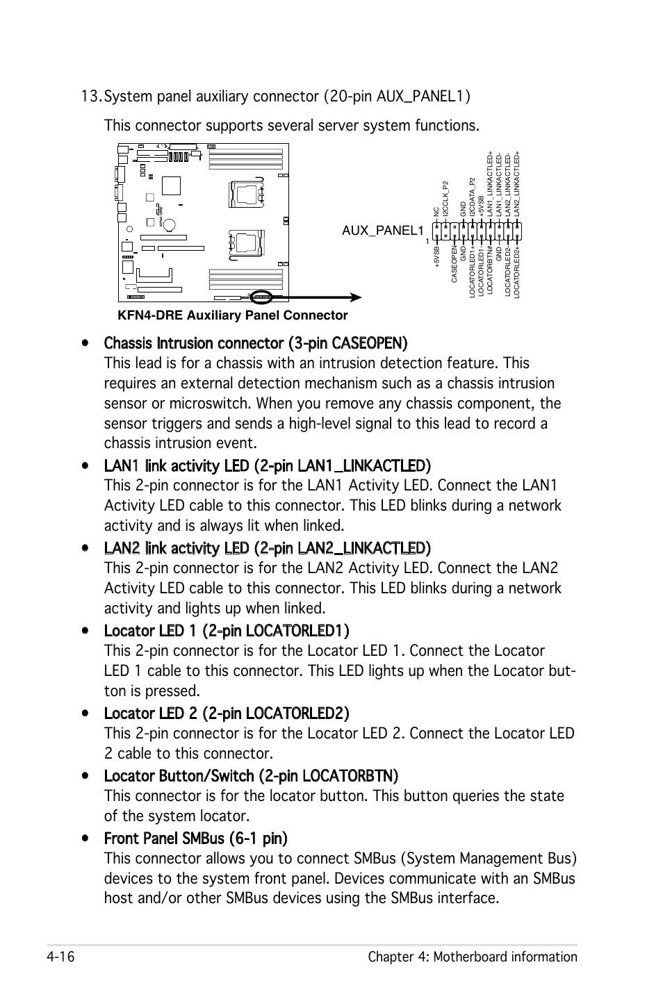 16 chapter 4: motherboard information | Asus RS161-E4/PA2 User Manual | Page 62 / 126