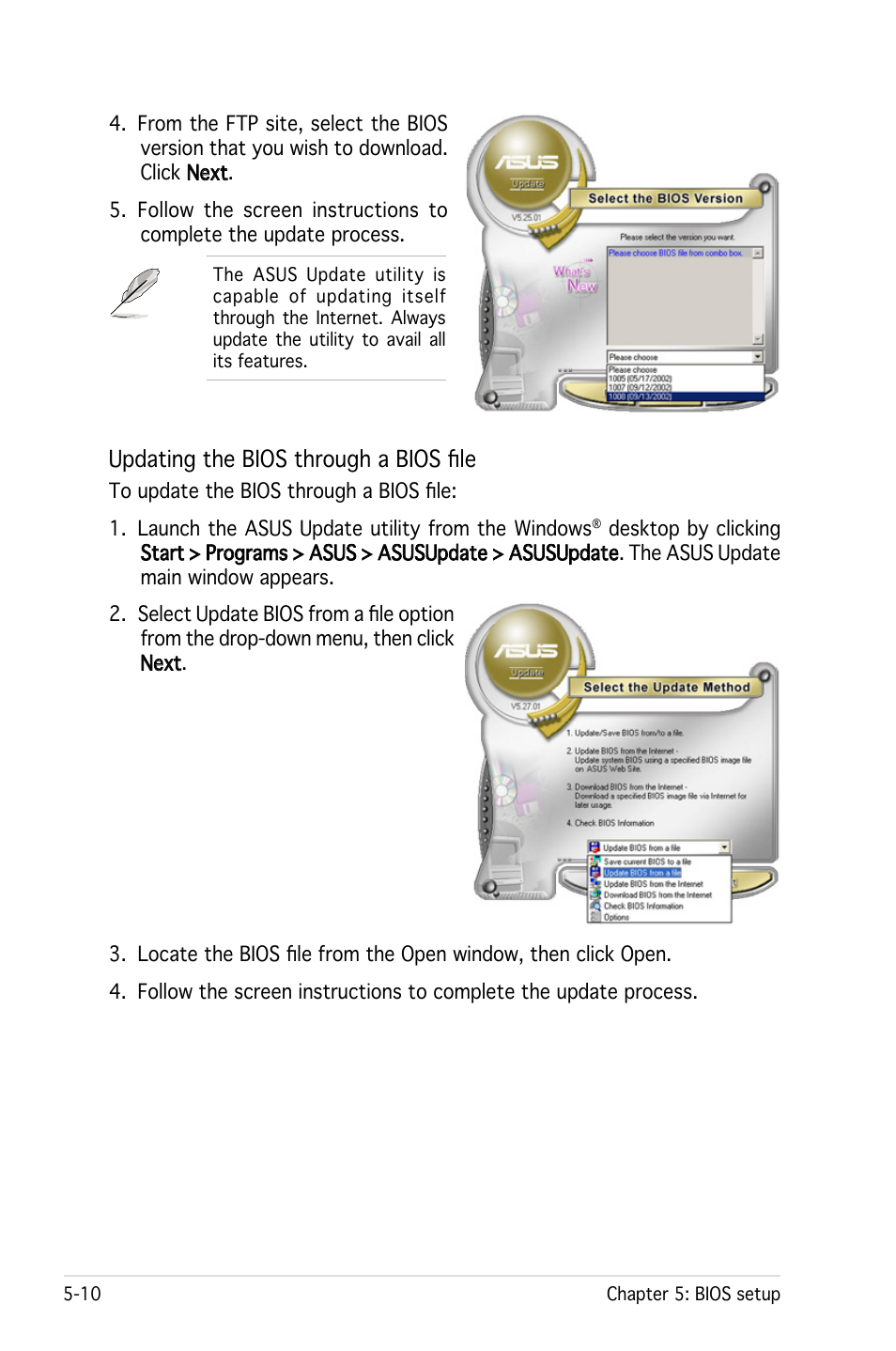 Updating the bios through a bios file | Asus RS161-E4/PA2 User Manual | Page 74 / 126