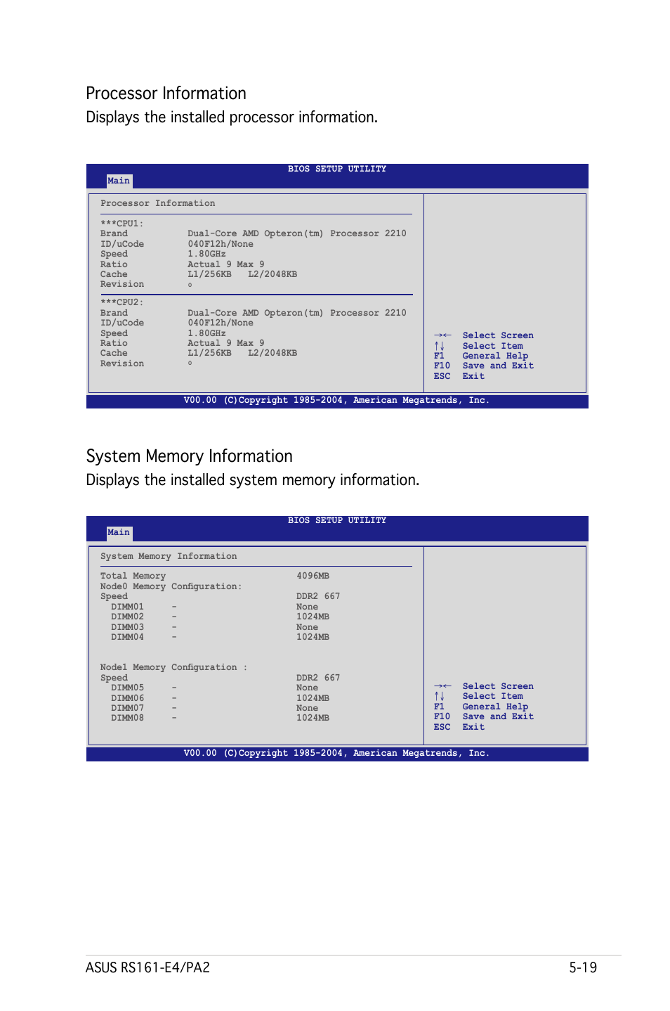 Processor information, Displays the installed processor information | Asus RS161-E4/PA2 User Manual | Page 83 / 126