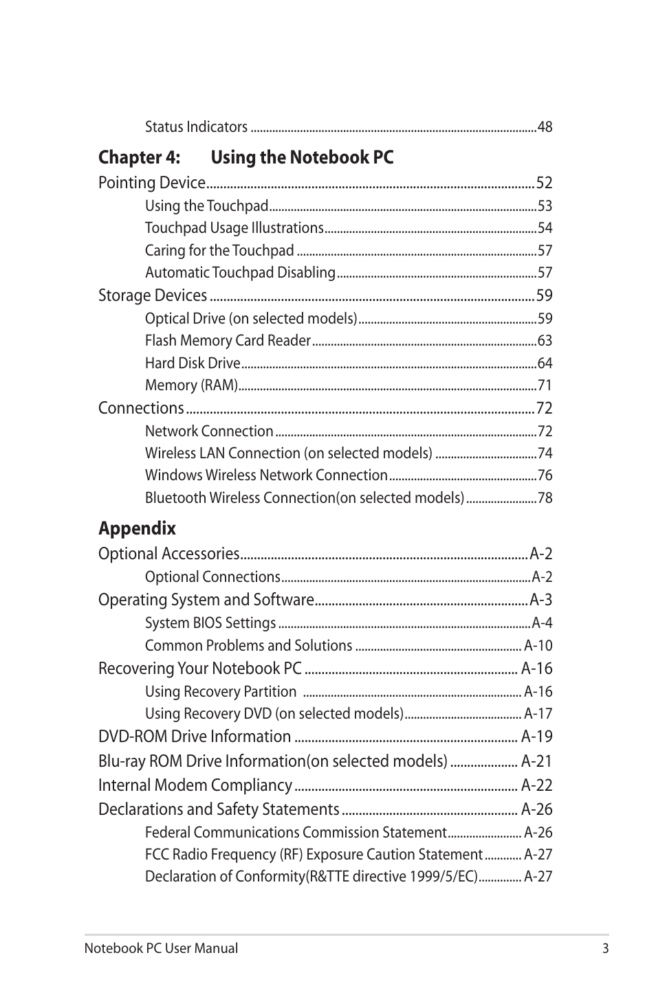 Asus R900VM User Manual | Page 3 / 122