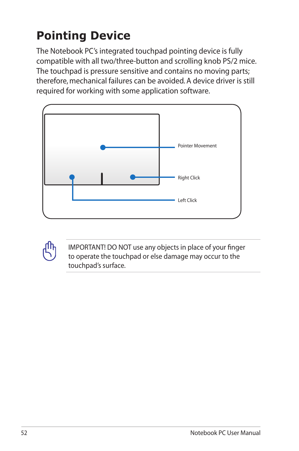 Pointing device | Asus R900VM User Manual | Page 52 / 122