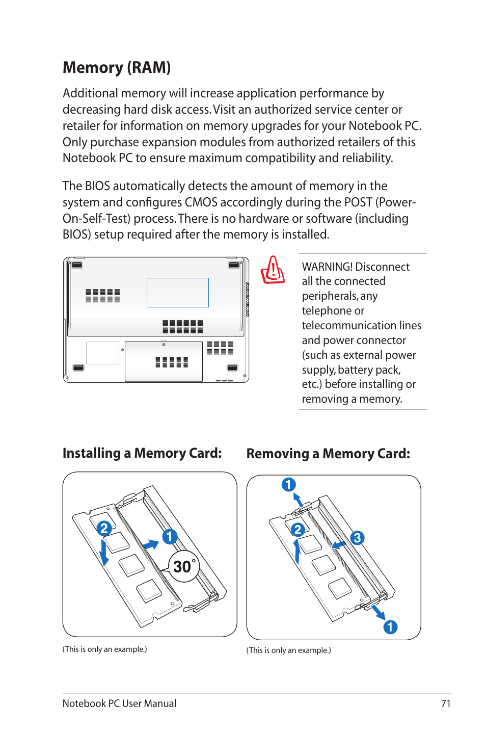 Memory (ram) | Asus R900VM User Manual | Page 71 / 122
