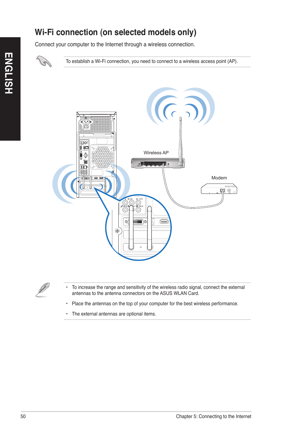 Wi-fi connection (on selected models only), En gl is h en gl is h en gl is h en gl is h | Asus G10AC User Manual | Page 50 / 72