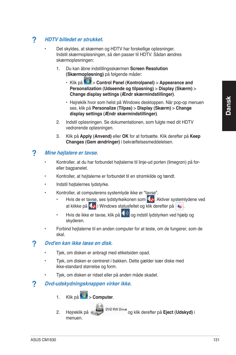 Dansk | Asus CM1630 User Manual | Page 131 / 340