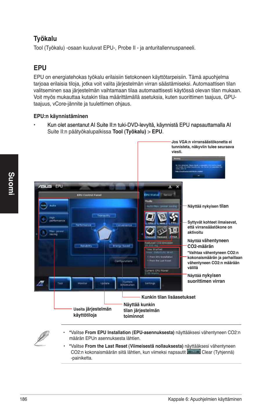 Suomi, Työkalu | Asus CM1630 User Manual | Page 186 / 340