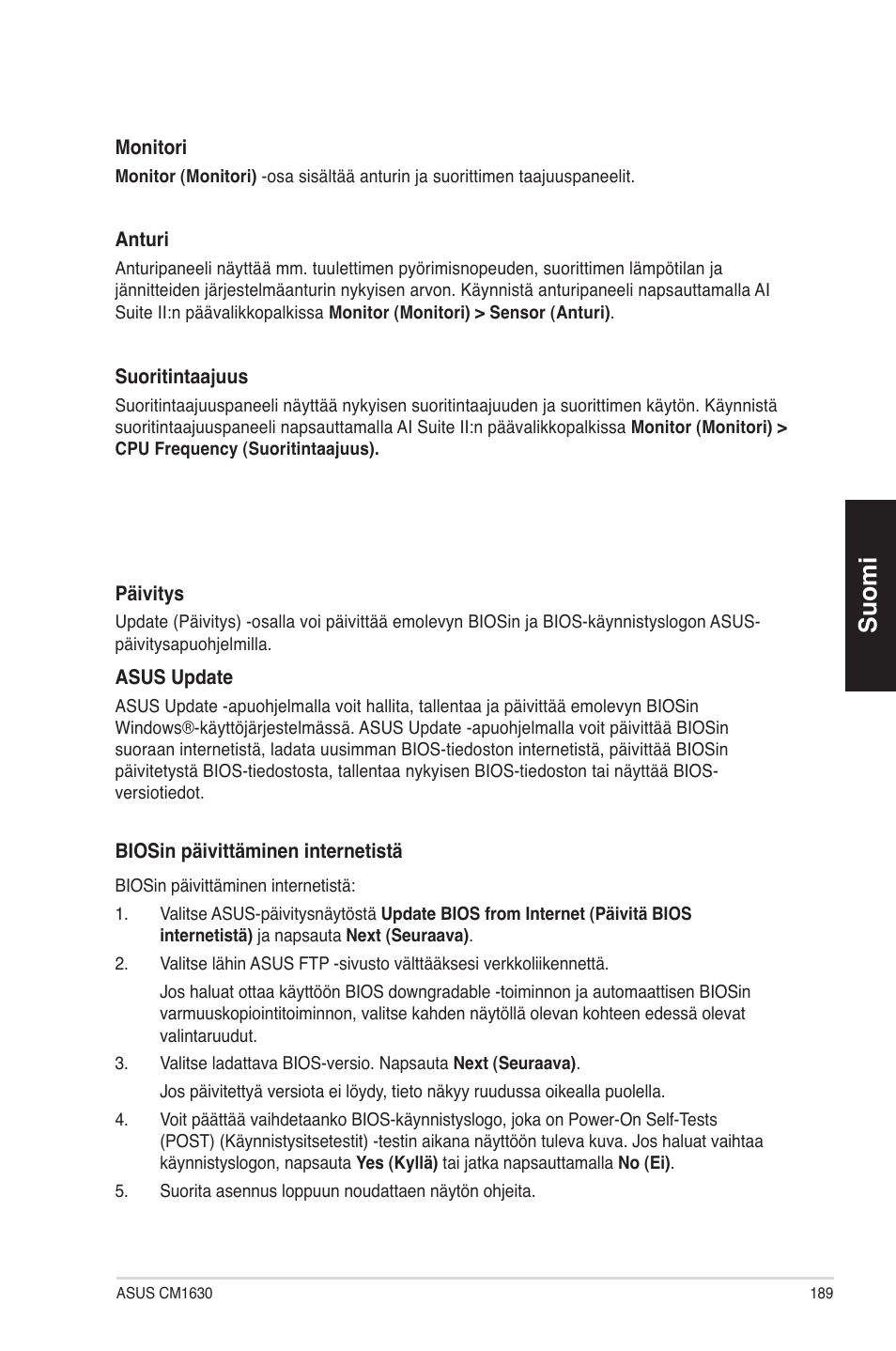 Suomi | Asus CM1630 User Manual | Page 189 / 340