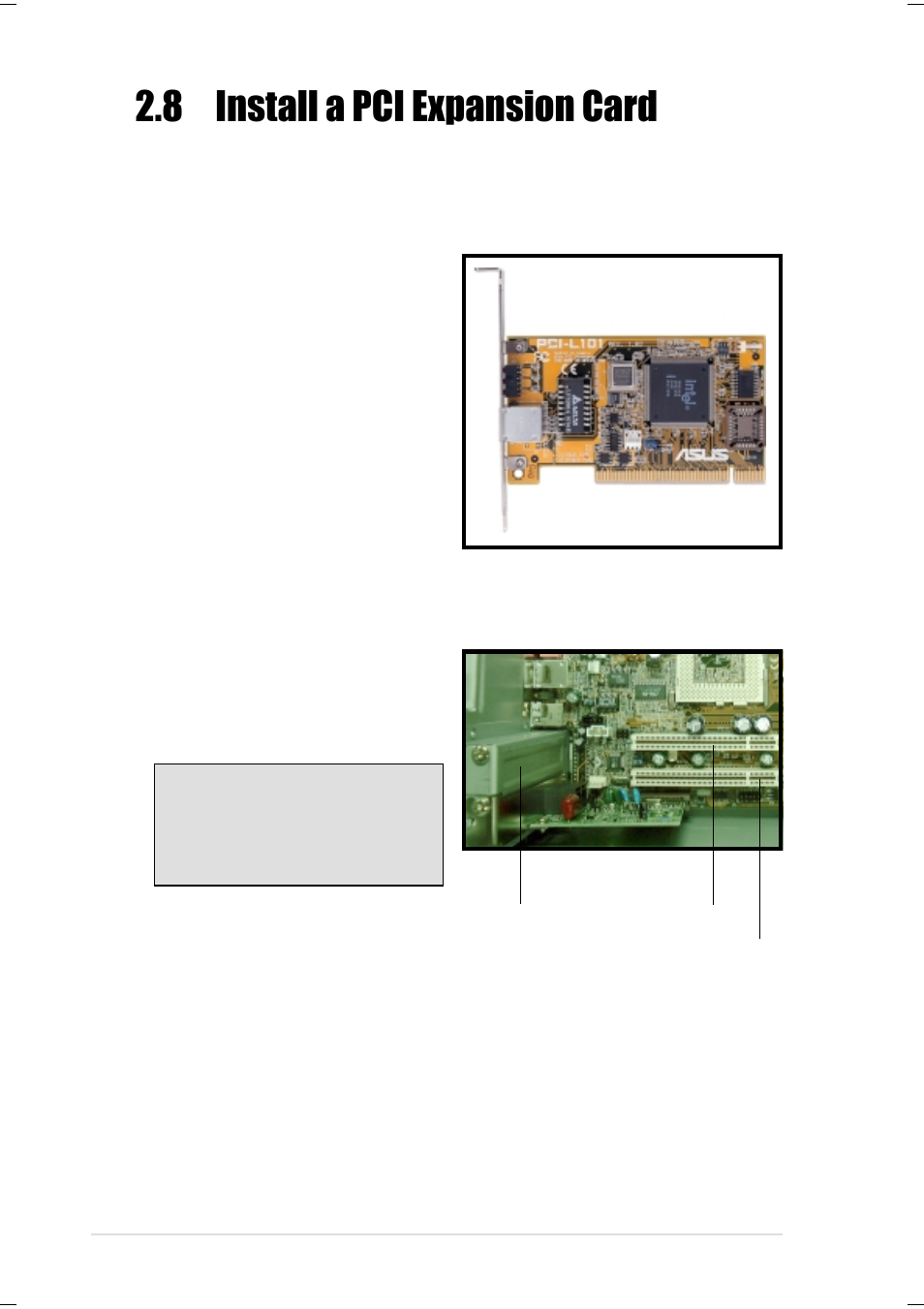 8 install a pci expansion card | Asus Terminator P-III User Manual | Page 24 / 34