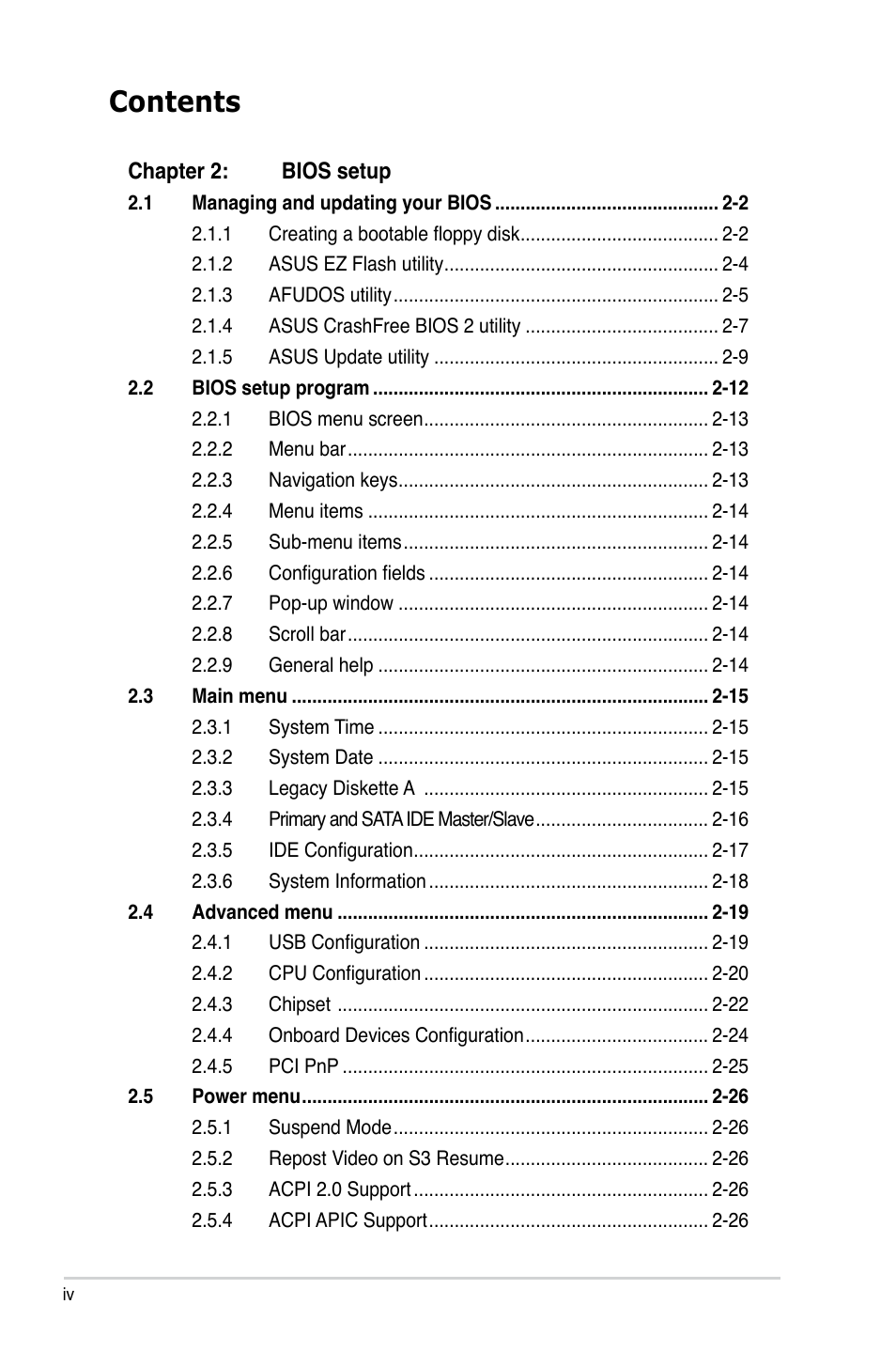 Asus P5SD2-VM User Manual | Page 4 / 88