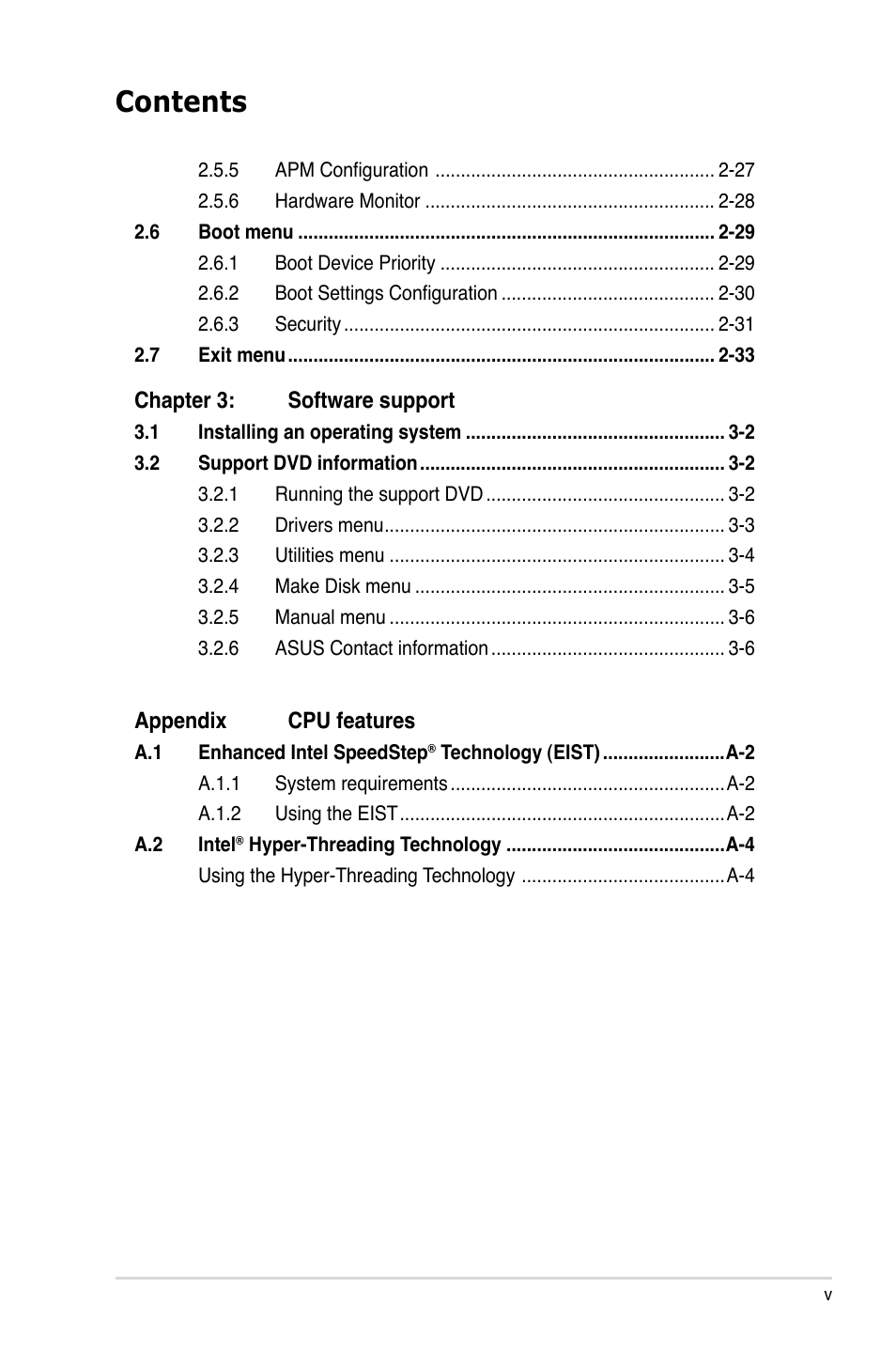 Asus P5SD2-VM User Manual | Page 5 / 88