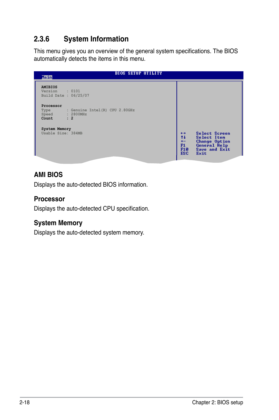 6 system information, Ami bios, Processor | Asus P5SD2-VM User Manual | Page 62 / 88