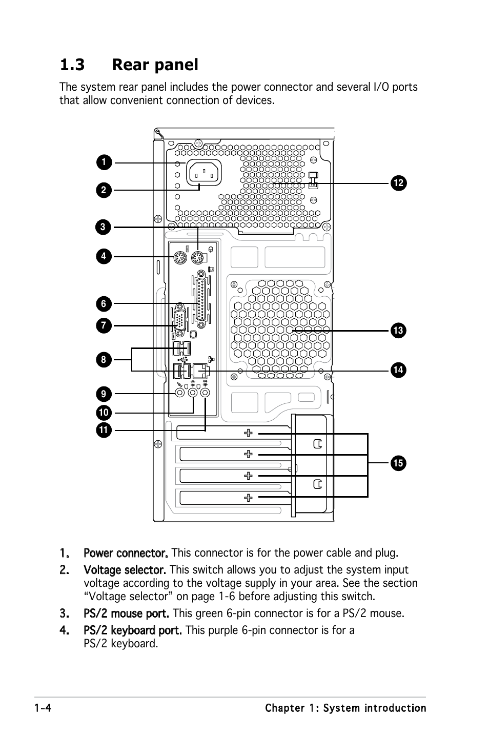 3 rear panel | Asus V3-P5V900 User Manual | Page 14 / 98