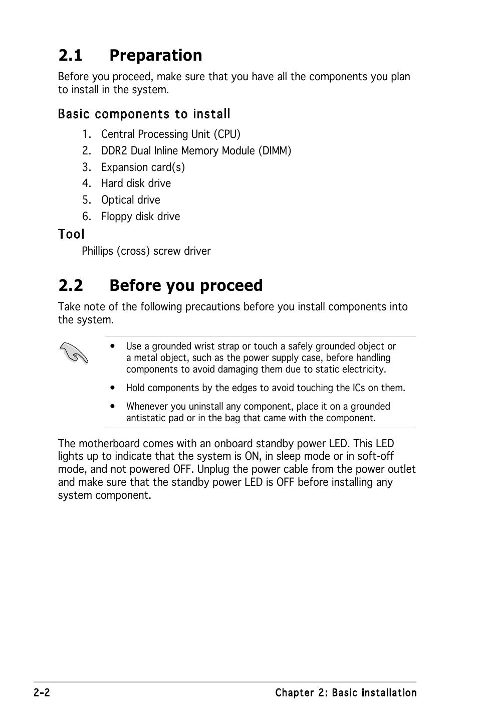 1 preparation, 2 before you proceed | Asus V3-P5V900 User Manual | Page 20 / 98