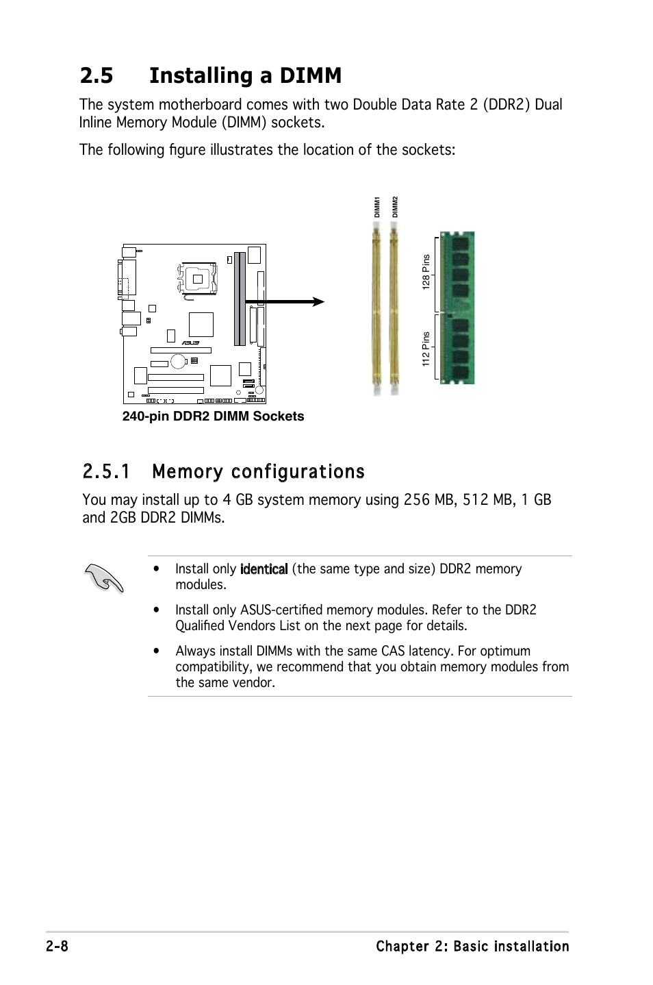 5 installing a dimm | Asus V3-P5V900 User Manual | Page 26 / 98