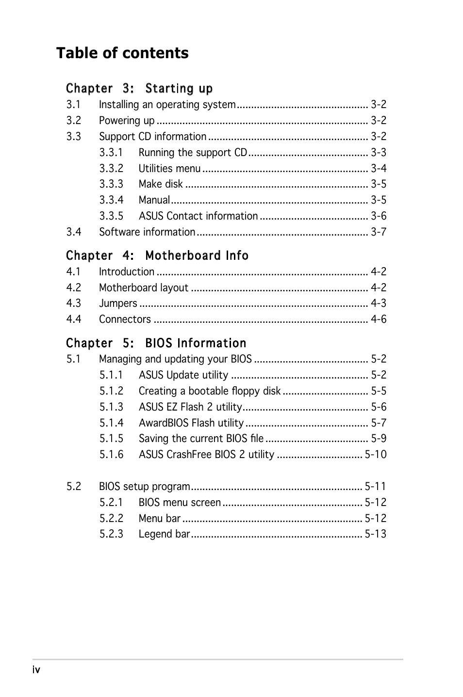 Asus V3-P5V900 User Manual | Page 4 / 98