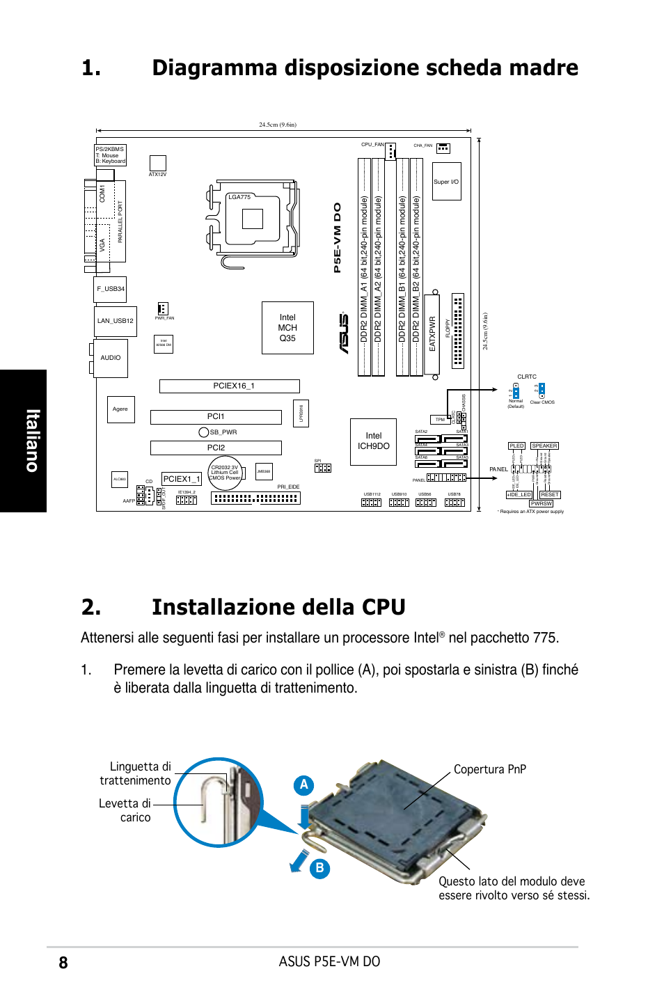 Italiano, Asus p5e-vm do, Ab b | Asus P5E-VM DO User Manual | Page 8 / 38