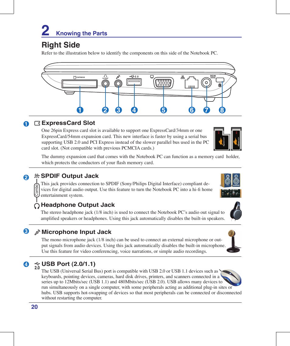 Right side | Asus N10J User Manual | Page 20 / 91