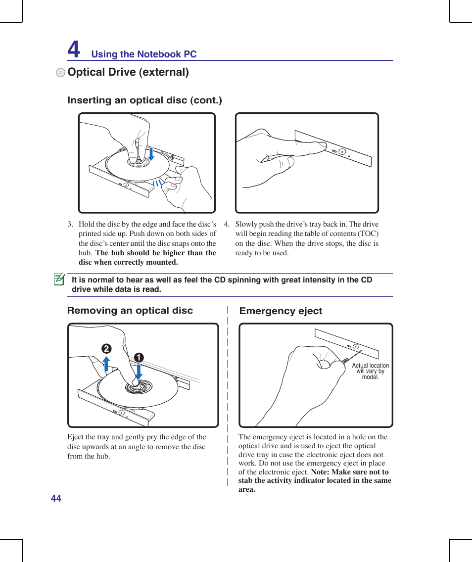 Optical drive (external) | Asus N10J User Manual | Page 44 / 91