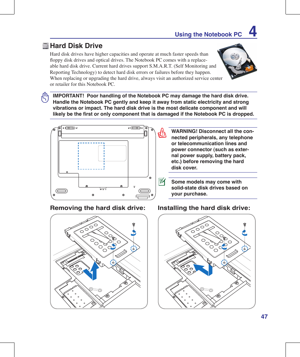 Hard disk drive | Asus N10J User Manual | Page 47 / 91