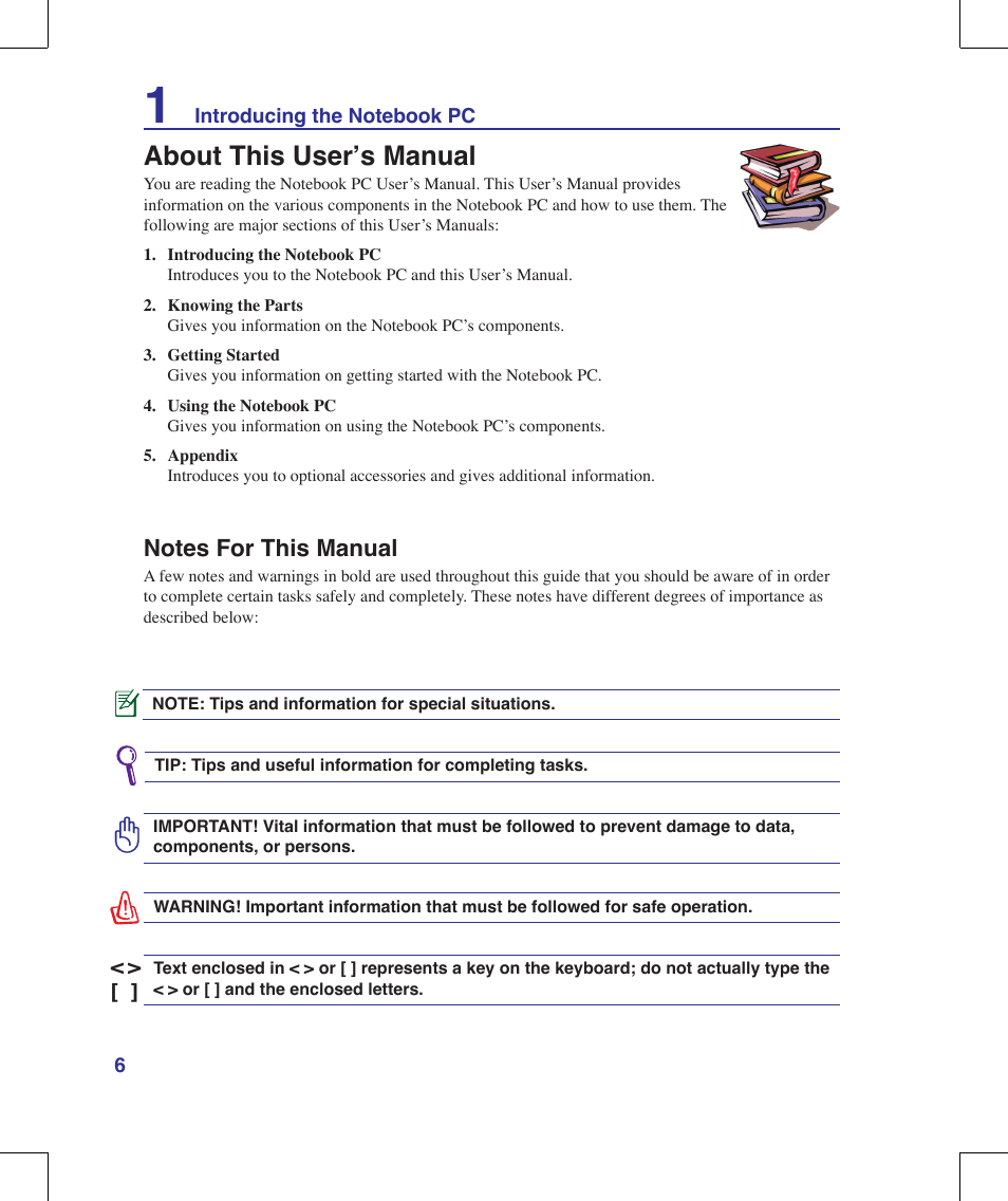 About this user’s manual | Asus N10J User Manual | Page 6 / 91