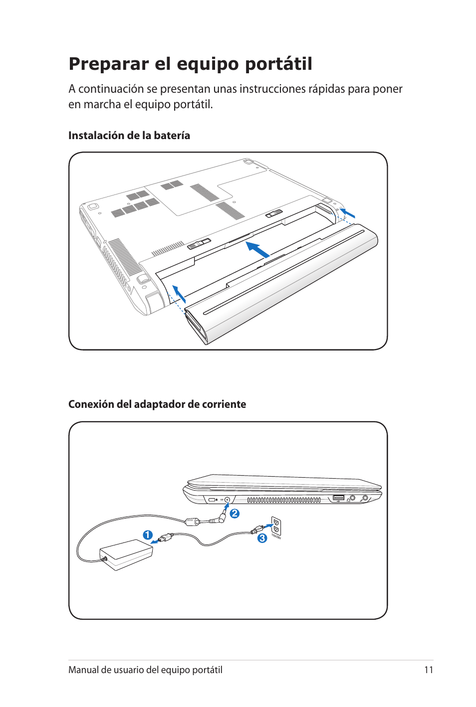 Preparar el equipo portátil | Asus X35SG User Manual | Page 11 / 116