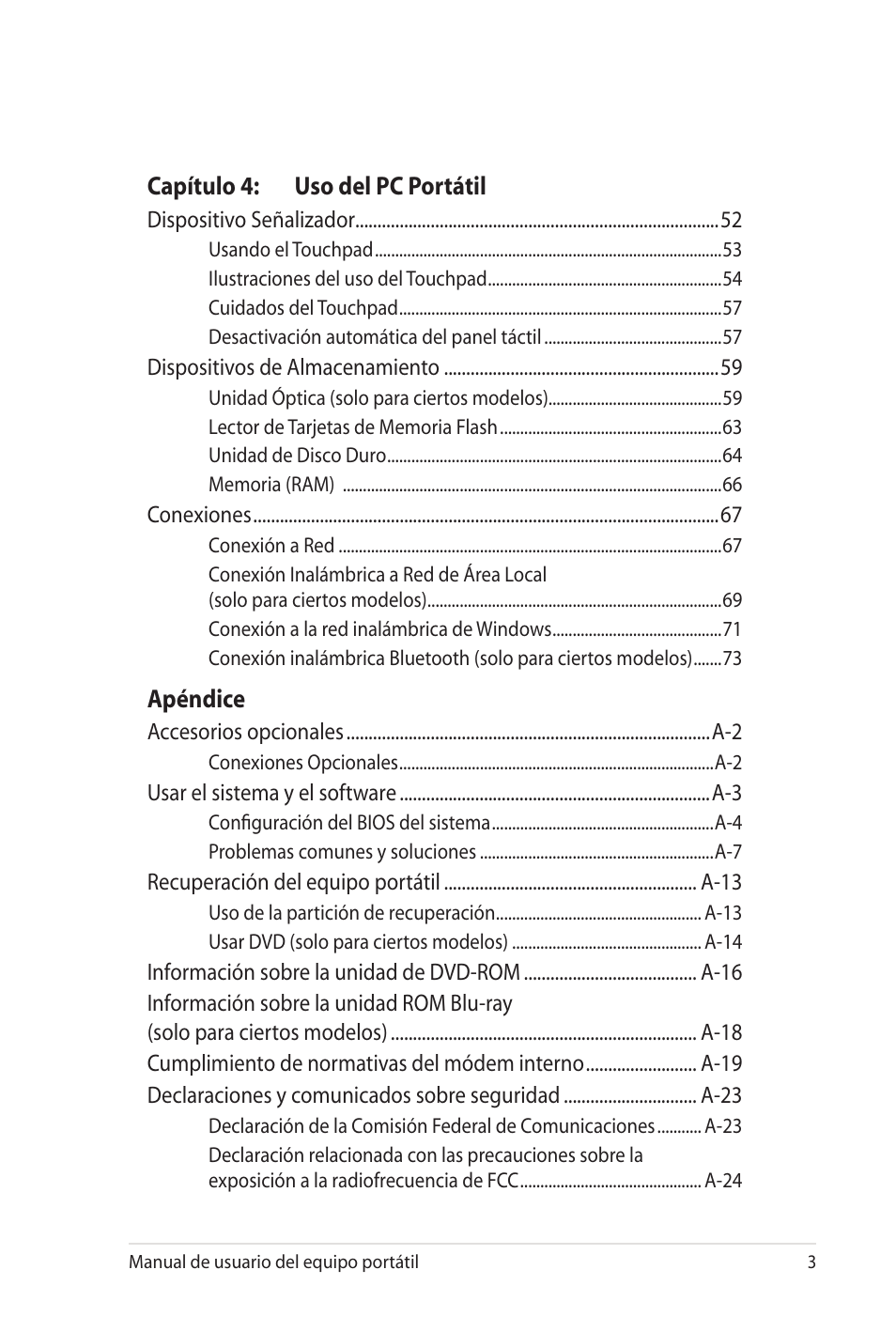 Asus X35SG User Manual | Page 3 / 116