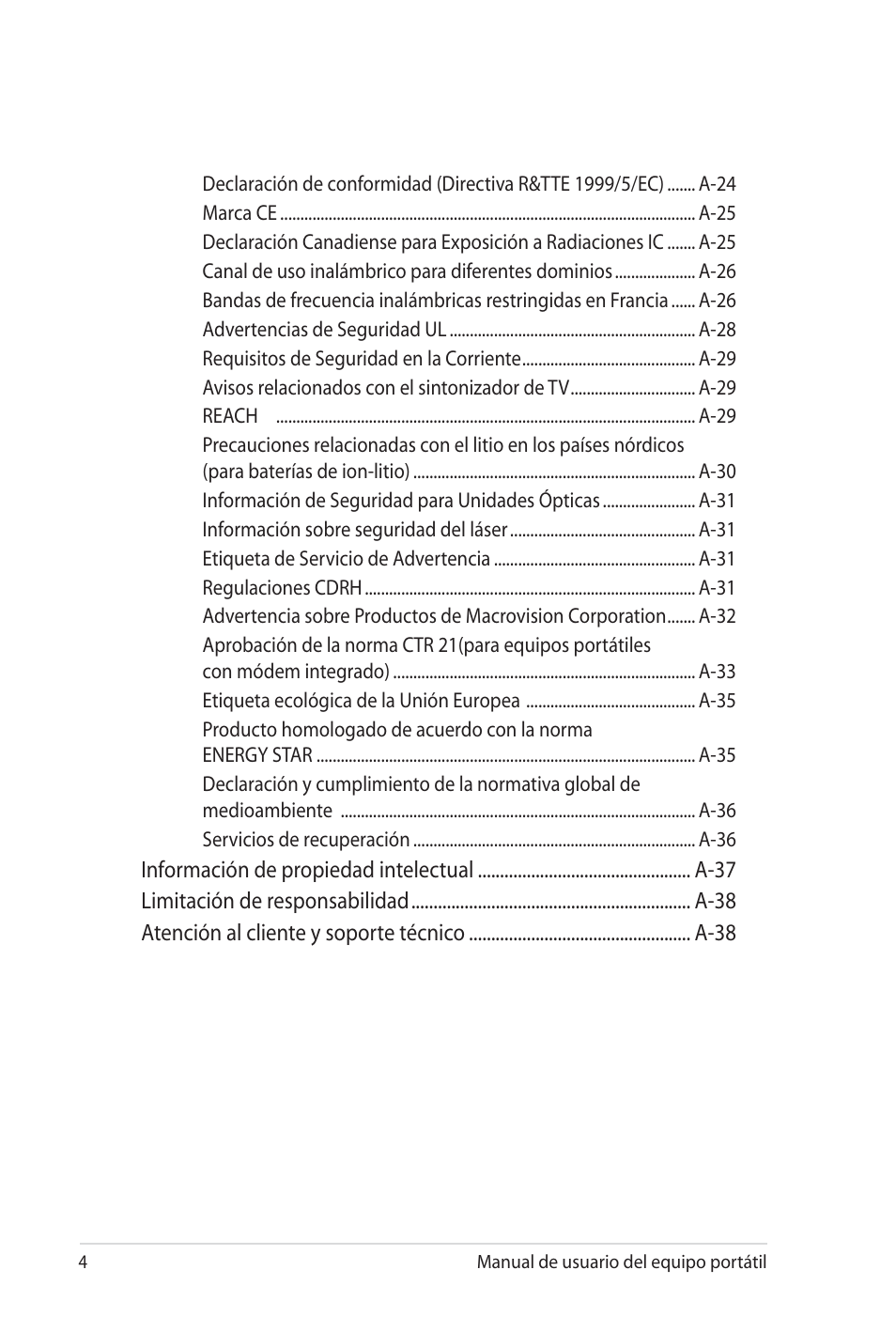 Asus X35SG User Manual | Page 4 / 116