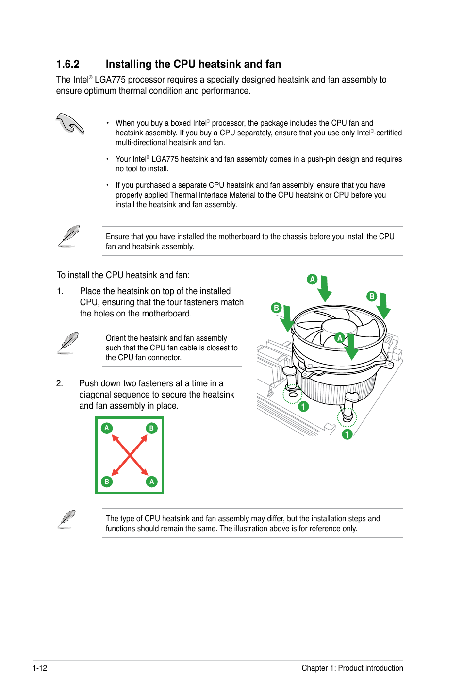 2 installing the cpu heatsink and fan, Installing the cpu heatsink and fan -12 | Asus P5E3 Pro User Manual | Page 22 / 62