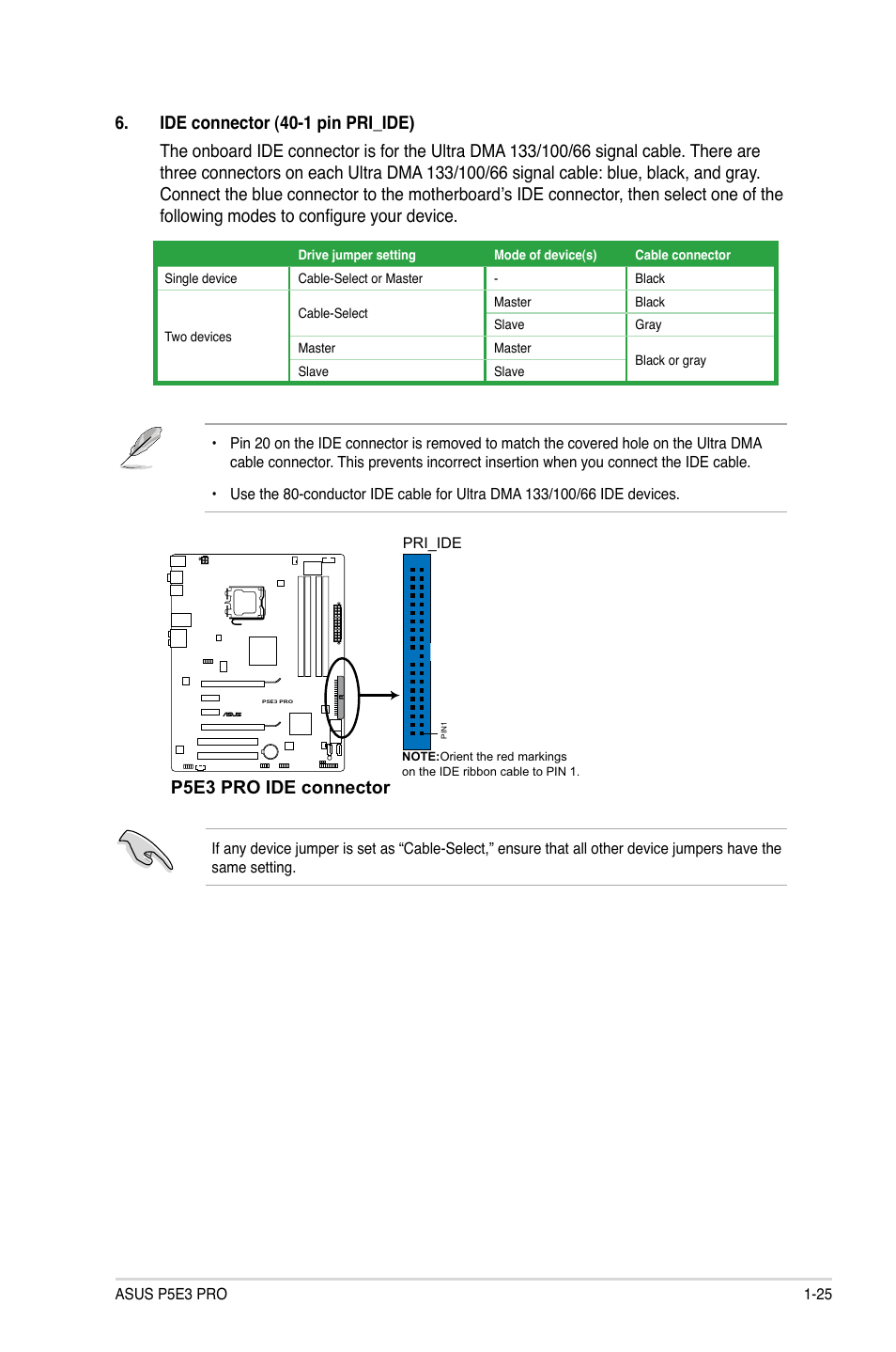 P5e3 pro ide connector | Asus P5E3 Pro User Manual | Page 35 / 62
