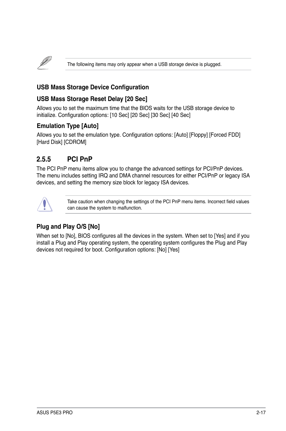 5 pci pnp, Pci pnp -17 | Asus P5E3 Pro User Manual | Page 55 / 62