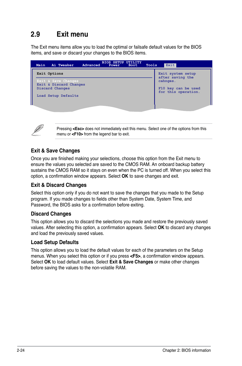 9 exit menu, Exit menu -24 | Asus P5E3 Pro User Manual | Page 62 / 62