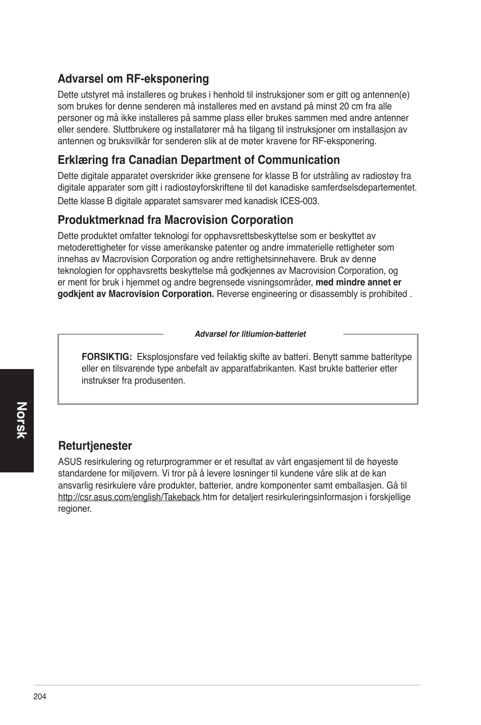 No ��sk no ��sk no ��sk no ��sk | Asus CP6230 User Manual | Page 204 / 330