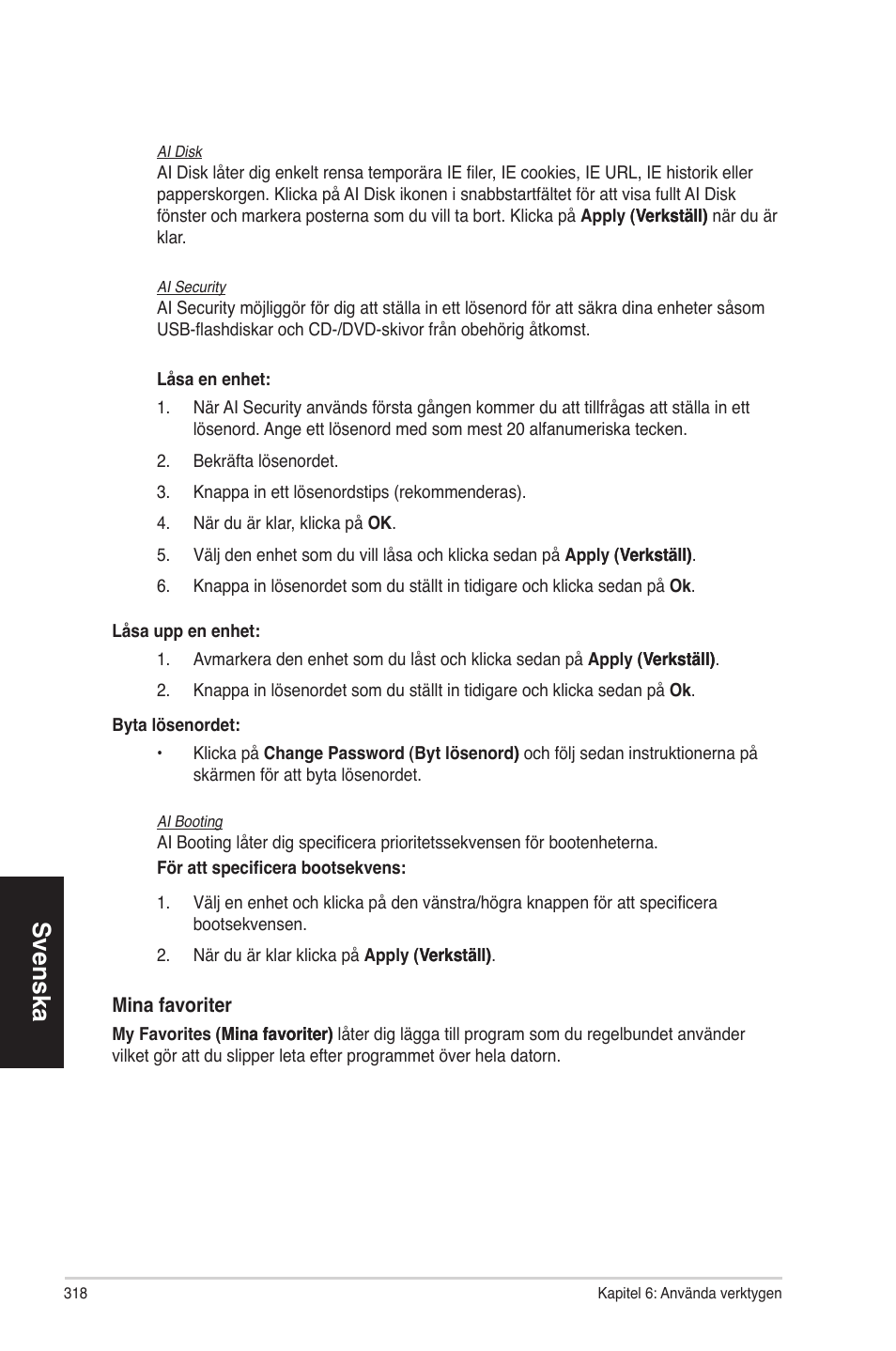 Svenska | Asus CP6230 User Manual | Page 318 / 330