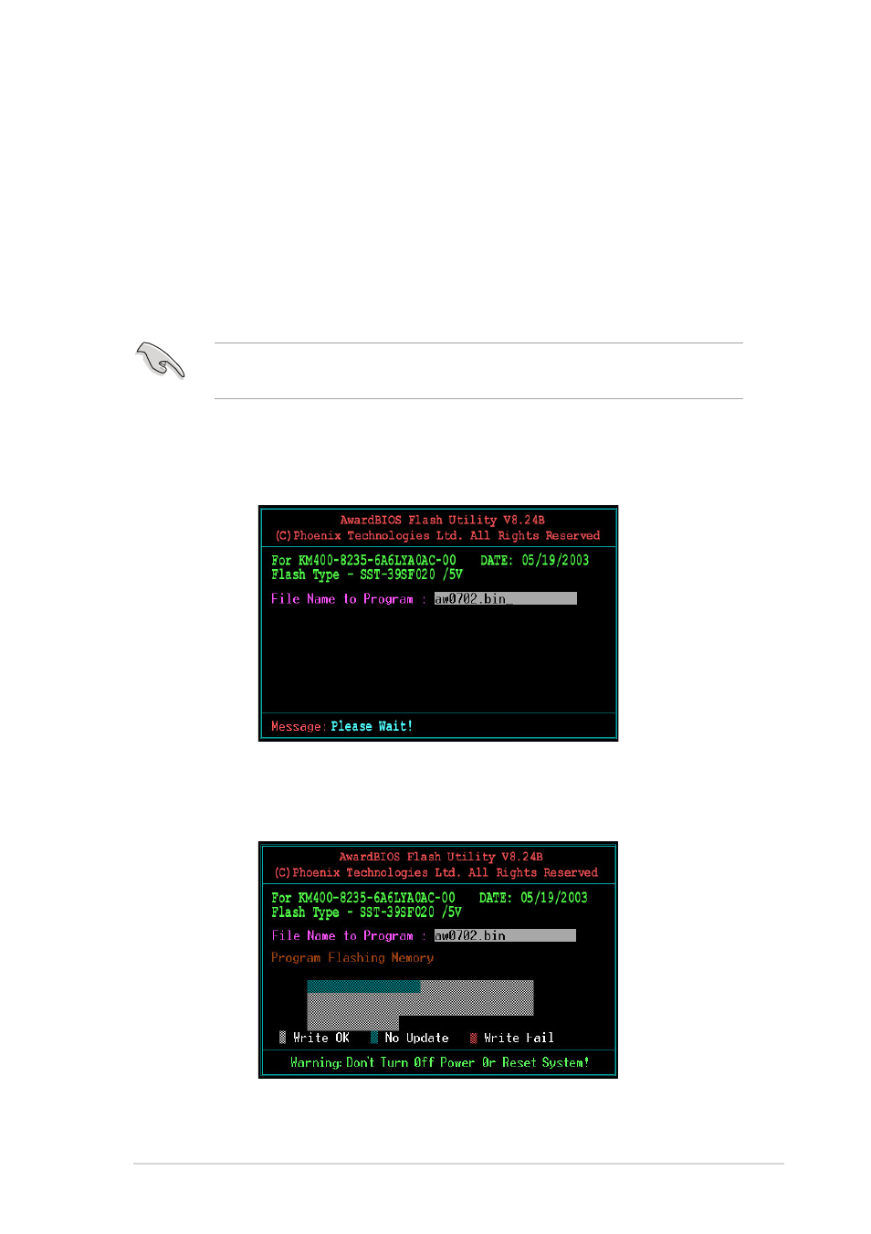 2 updating bios using the awardbios flash utility | Asus A7V8X-MX User Manual | Page 33 / 64