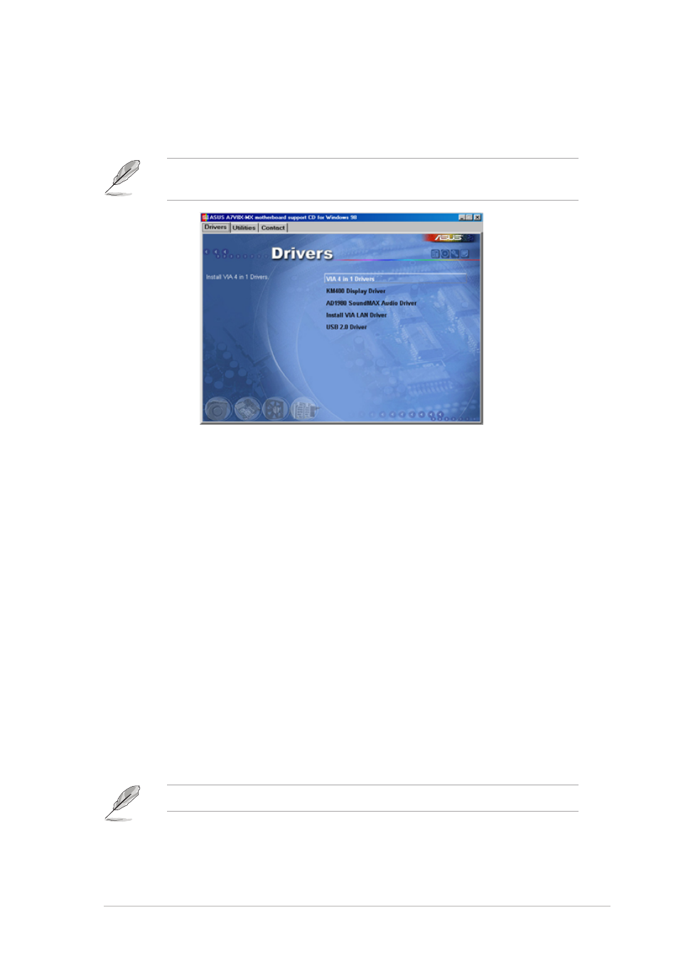 2 drivers menu | Asus A7V8X-MX User Manual | Page 61 / 64