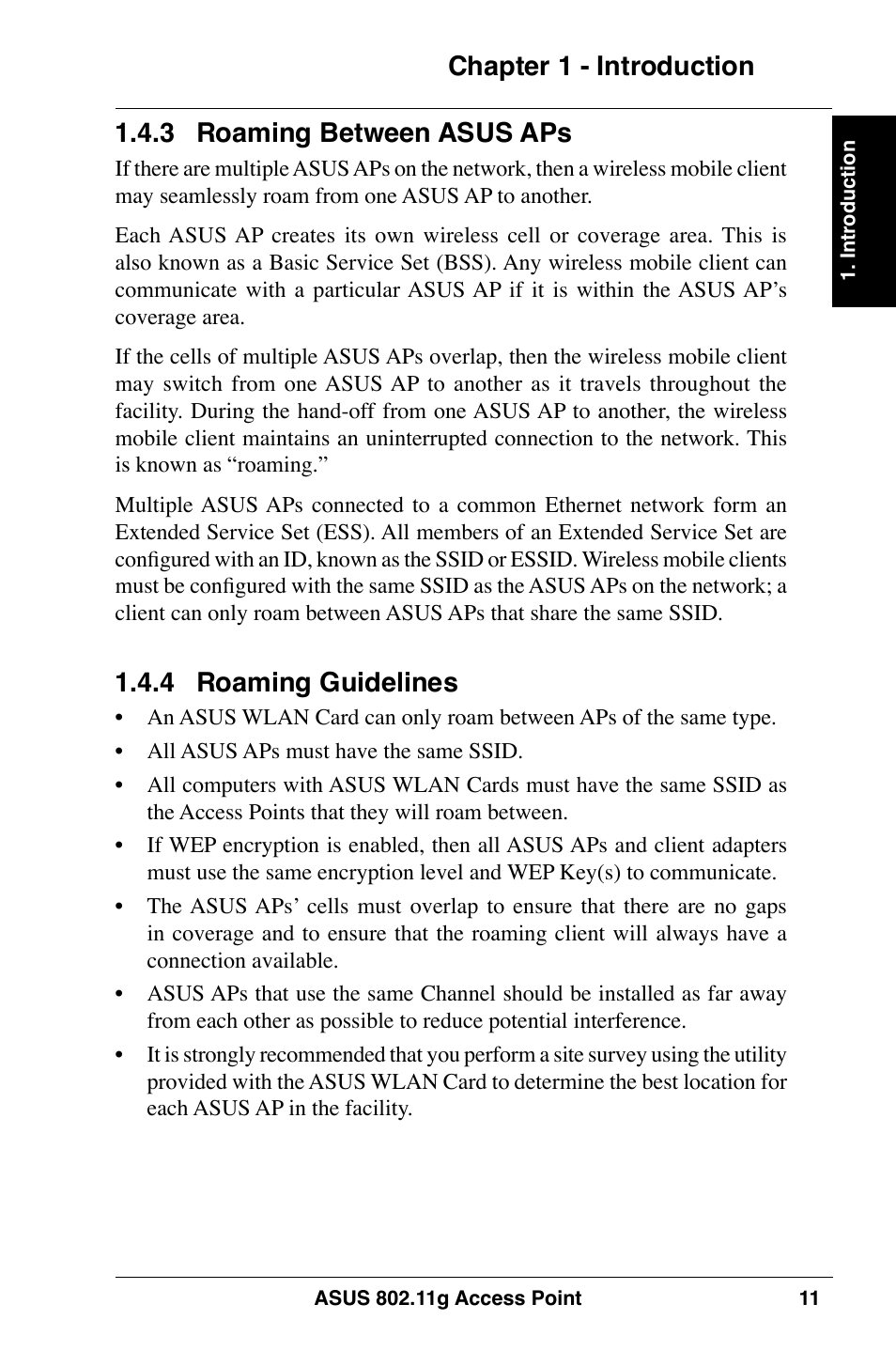 . roaming guidelines | Asus WL-320gE User Manual | Page 11 / 74