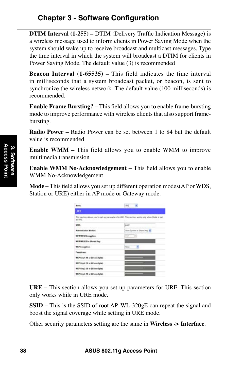 Chapter 3 - software configuration | Asus WL-320gE User Manual | Page 38 / 74