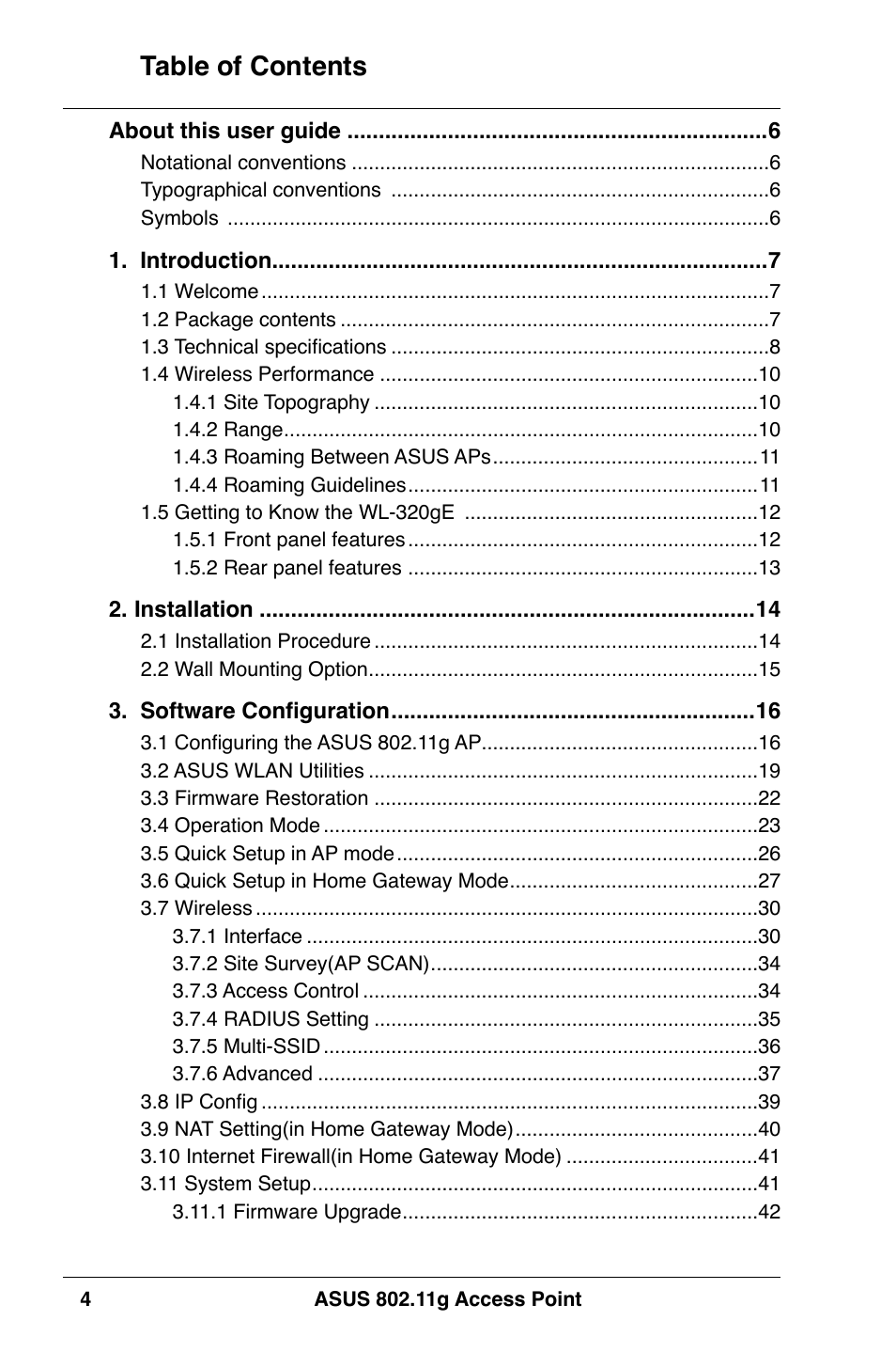 Asus WL-320gE User Manual | Page 4 / 74