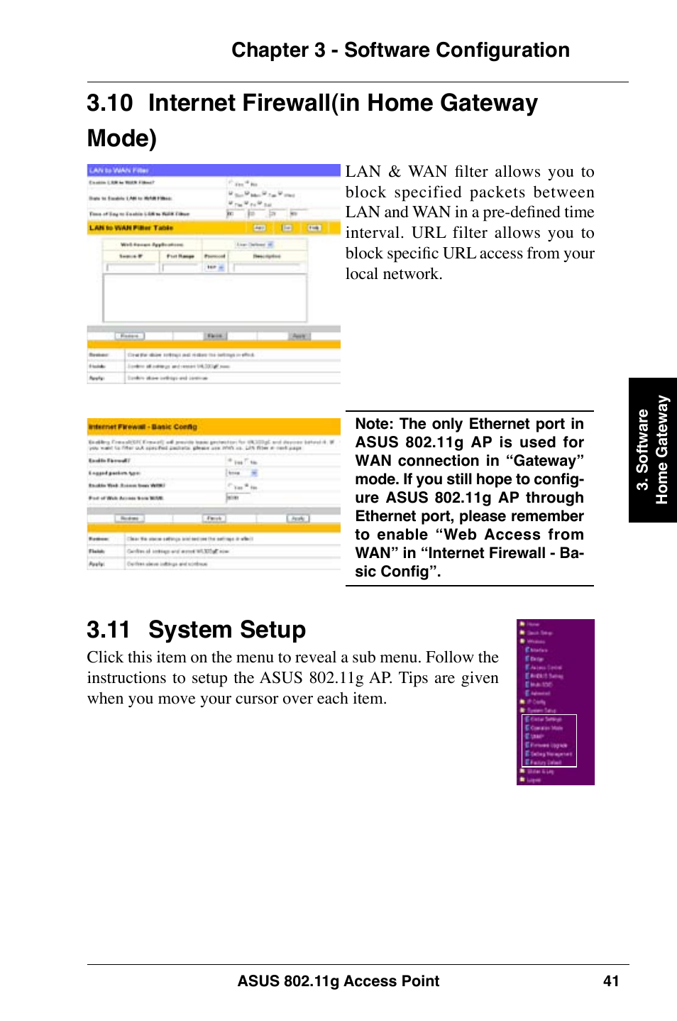 Chapter 3 - software configuration | Asus WL-320gE User Manual | Page 41 / 74