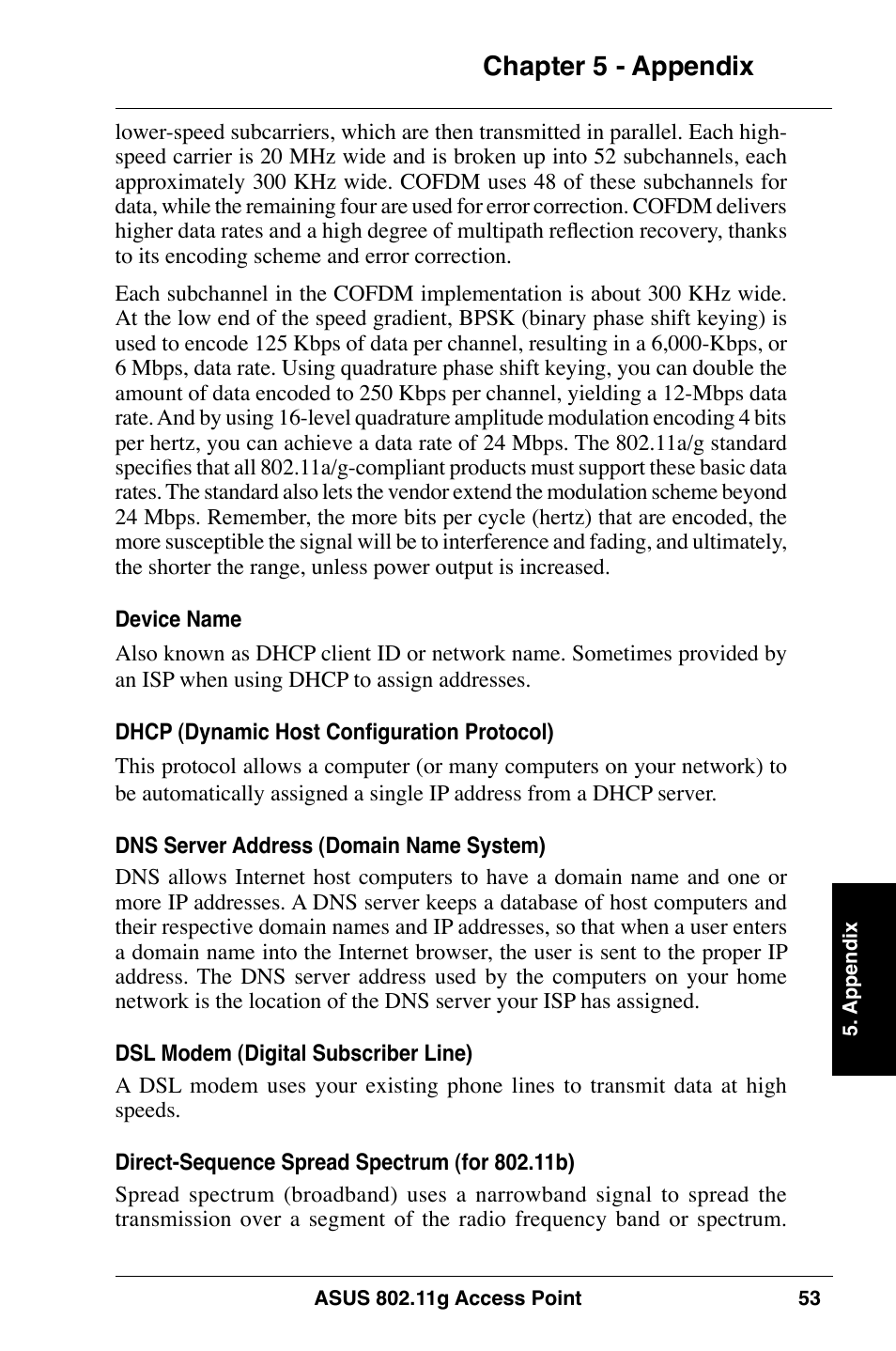 Chapter  - appendix | Asus WL-320gE User Manual | Page 53 / 74