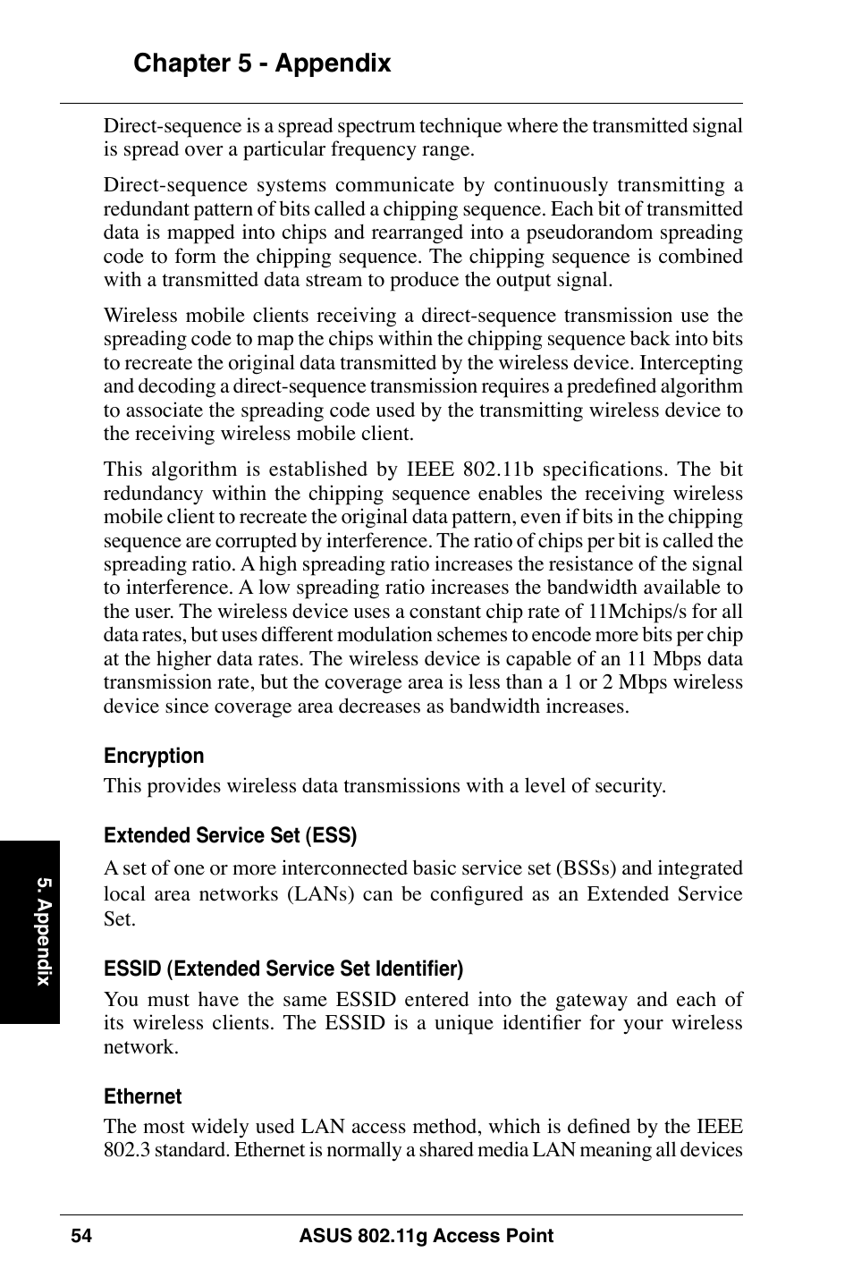 Chapter  - appendix | Asus WL-320gE User Manual | Page 54 / 74